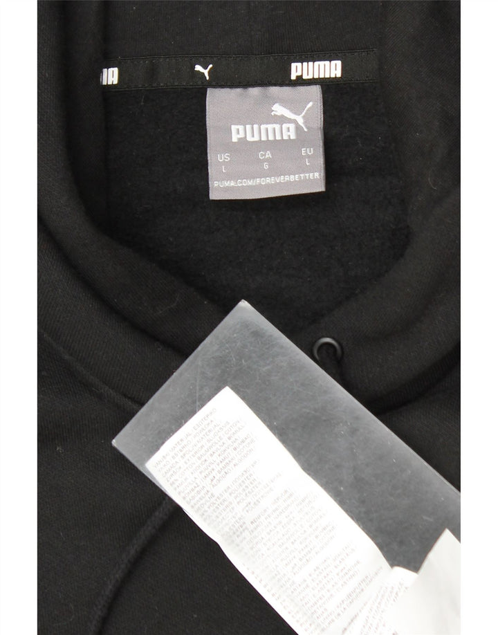 PUMA Mens Graphic Hoodie Jumper Large Black Cotton