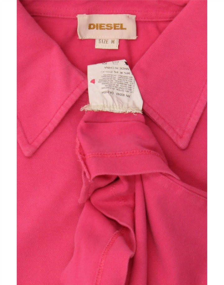 Diesel Dame Polo Shirt UK 14 Medium Pink Bomuld