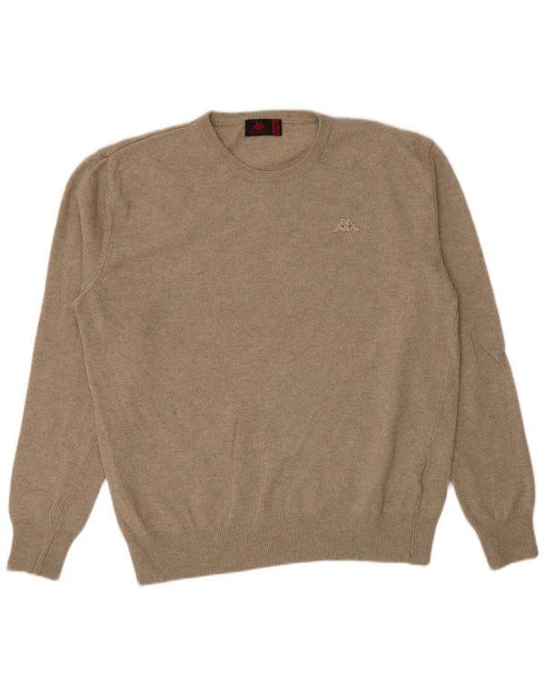 Kappa Herre Crew Neck Jumper Sweater Medium Beige Lammeuld