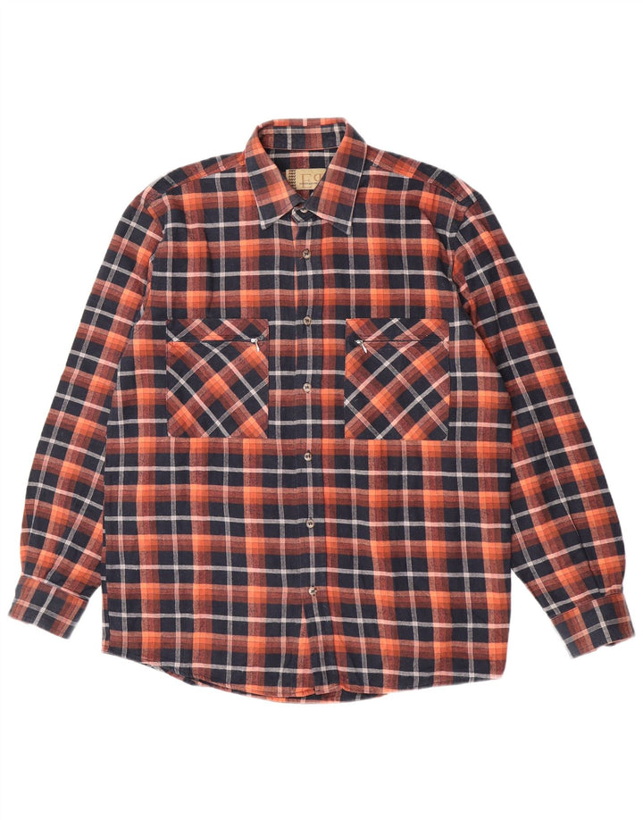 European Project Herre Flanelskjorte Medium Orange Ternet Bomuld