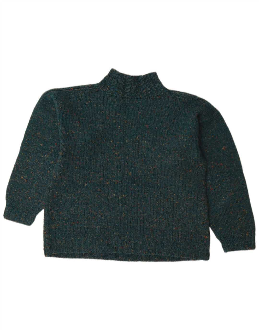VINTAGE Dame Turtle Neck Jumper Sweater UK 14 Large Green Flecked