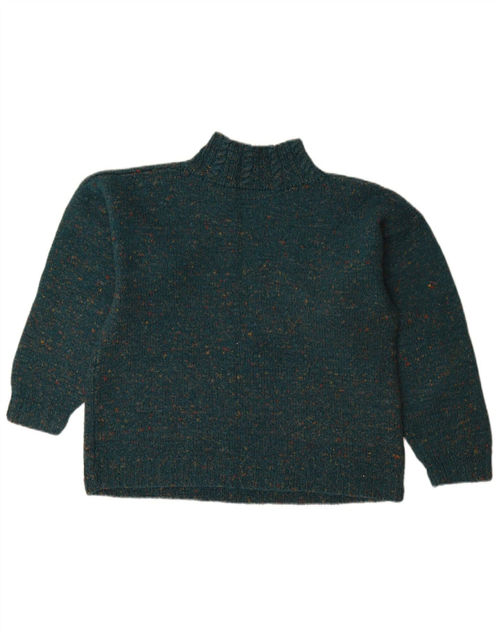 VINTAGE Dame Turtle Neck Jumper Sweater UK 14 Large Green Flecked