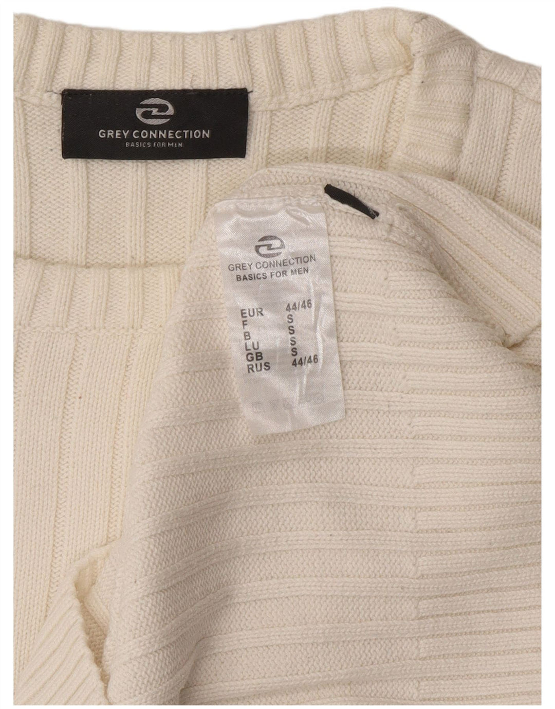 Vintage herre sweater med rund hals, lille hvid bomuld