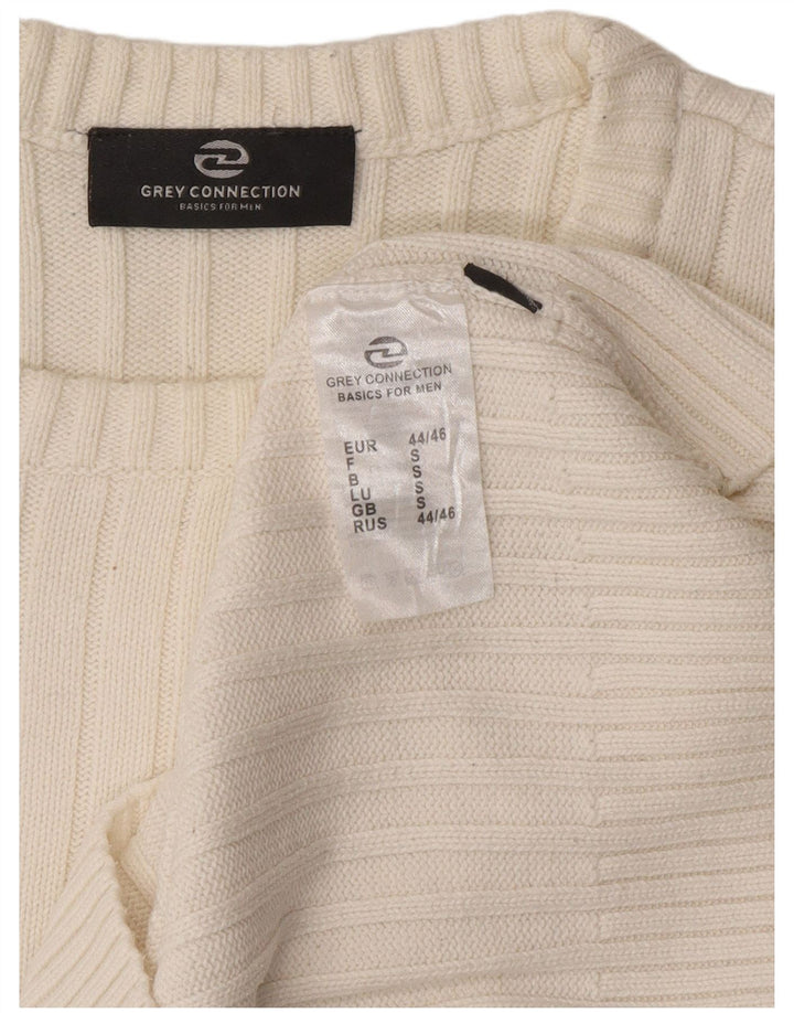 Vintage herre sweater med rund hals, lille hvid bomuld