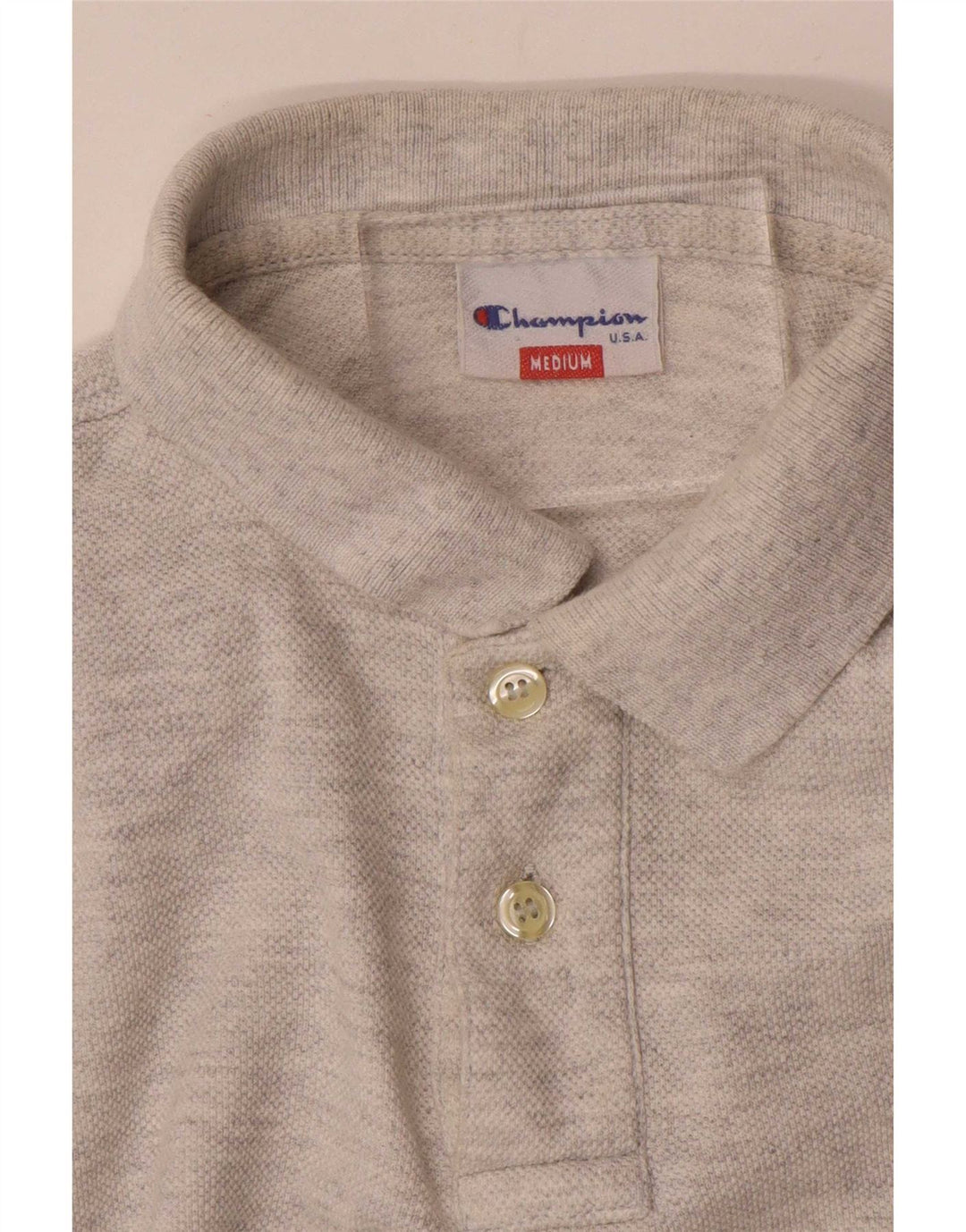 Champion Langærmet poloshirt til mænd mellemgrå flækket
