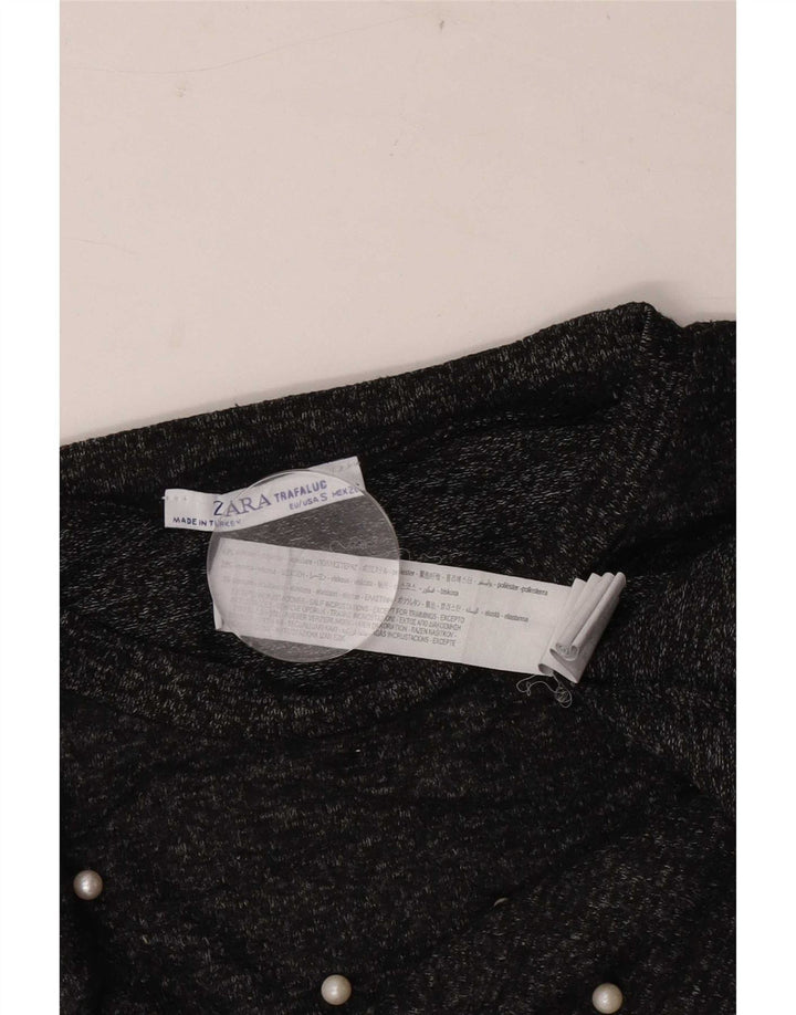 Zara Dame Trafaluc Oversized Top 3/4 ærme UK 10 Small Grå Polyester