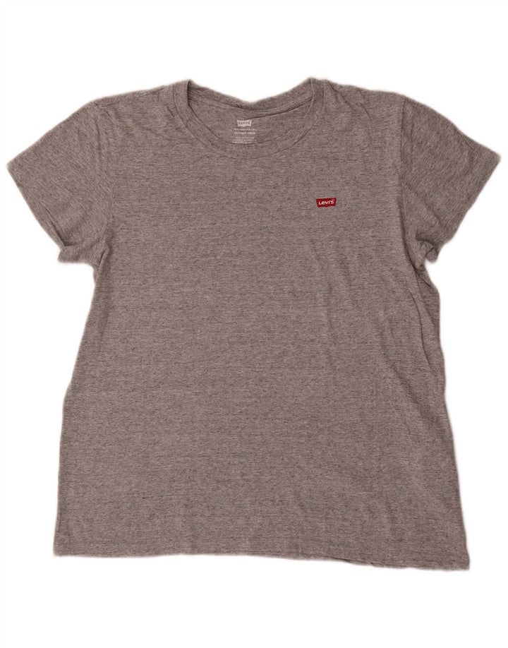 LEVI'S T-shirt top til kvinder UK 16 Stor grå flækket bomuld
