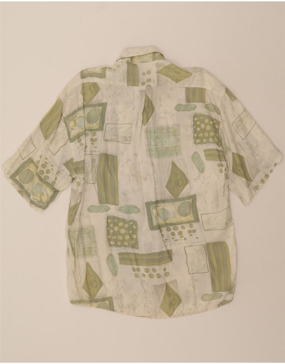 TIPO' S Mens Short Sleeve Shirt Small White Patchwork Vintage Tipo' S and Second-Hand Tipo' S from Messina Hembry 
