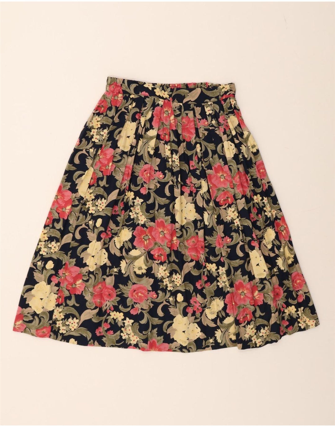 ETAM Womens 2 Button 2 Piece Skirt Set UK 12 Medium W28  Navy Blue Floral Vintage Etam and Second-Hand Etam from Messina Hembry 