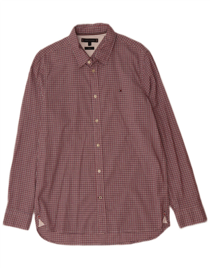 TOMMY HILFIGER Slim Fit Skjorte til mænd Stor Pink Gingham Bomuld