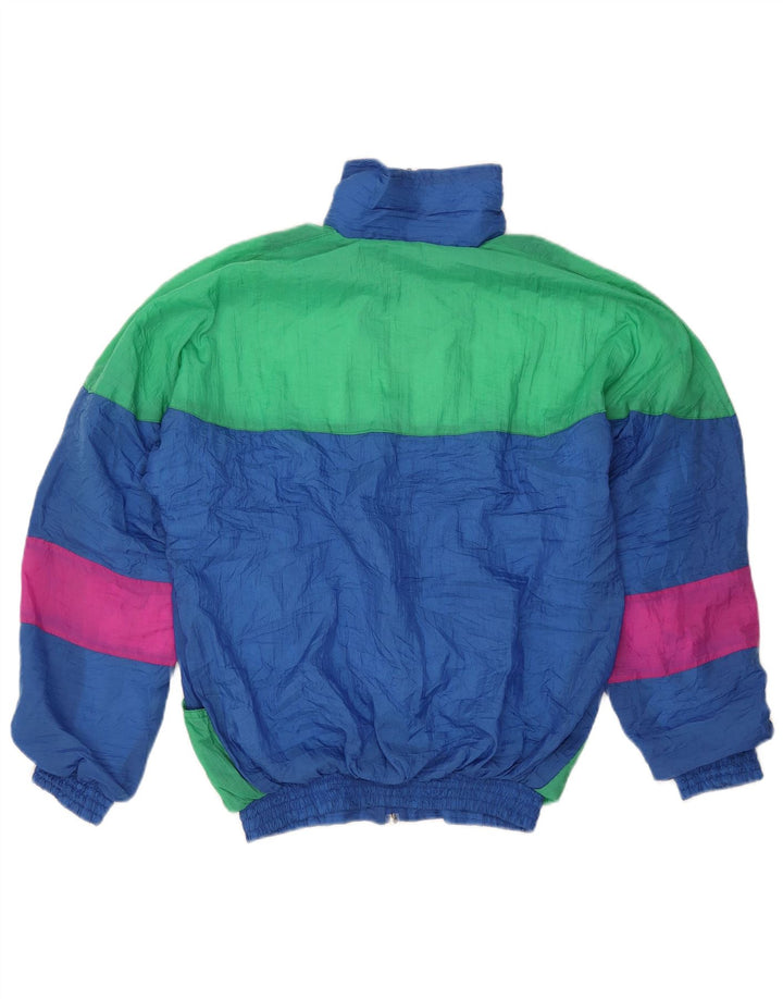 Vintage træningsdragt til mænd Topjakke Small Blue Colourblock Polyurethane Retro