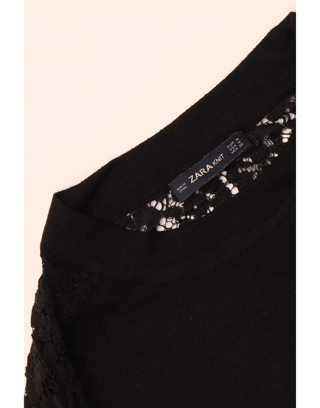 Zara Dame Top Langærmet UK 14 Medium Black Floral