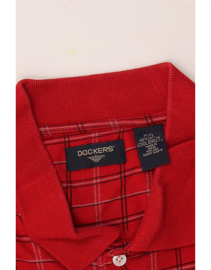DOCKERS Mens Polo Shirt 2XL Red Check Cotton Vintage Dockers and Second-Hand Dockers from Messina Hembry 