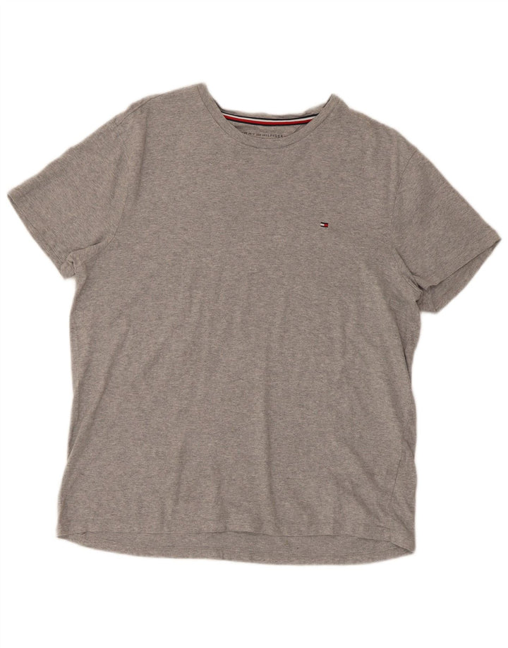 Tommy Hilfiger Herre kortærmet Regular Fit T-shirt Top mellemgrå bomuld