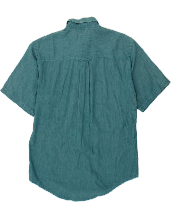 EDDIE BAUER Mens Seattle Short Sleeve Shirt Medium Blue Cotton Vintage Eddie Bauer and Second-Hand Eddie Bauer from Messina Hembry 