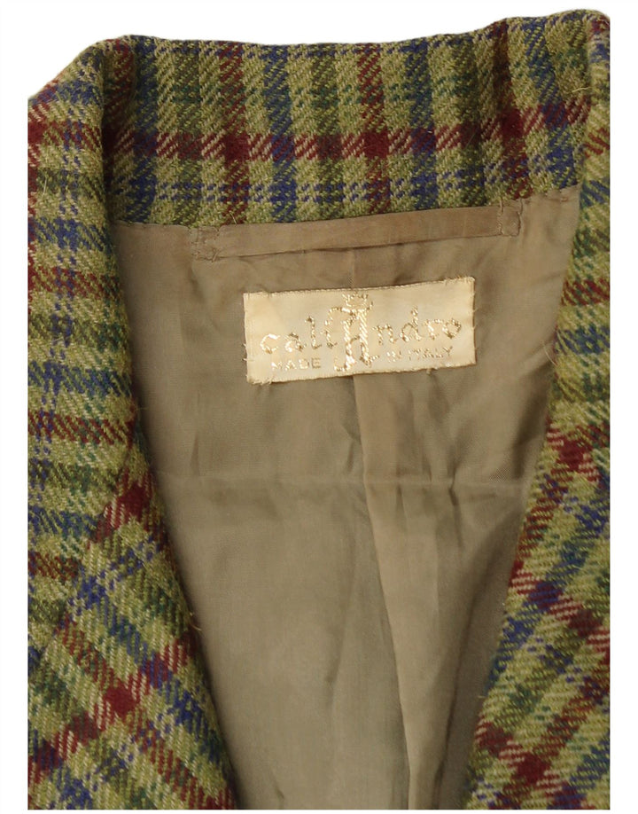 Vintage kvinders 2-knaps 2-delt nederdelsæt UK 12 Medium W26 Khaki Check