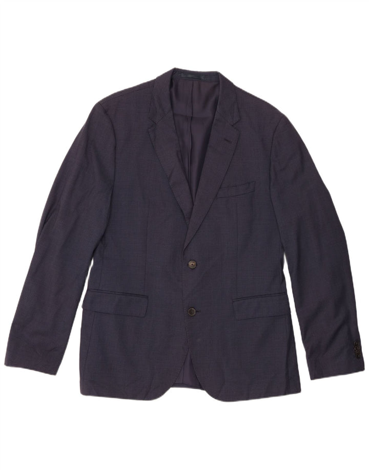 HUGO BOSS Herre 2-knaps blazerjakke EU 52 XL Marineblå ternet uld