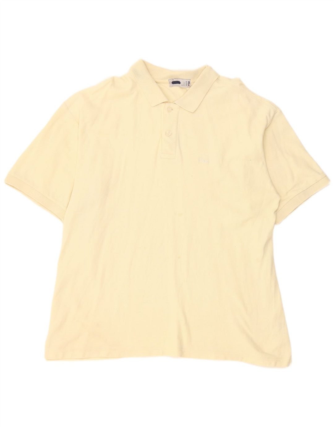 FILA Mens Polo Shirt IT 50 Medium Off White Cotton