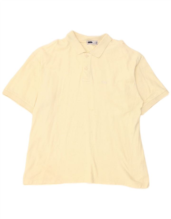 FILA Mens Polo Shirt IT 50 Medium Off White Cotton