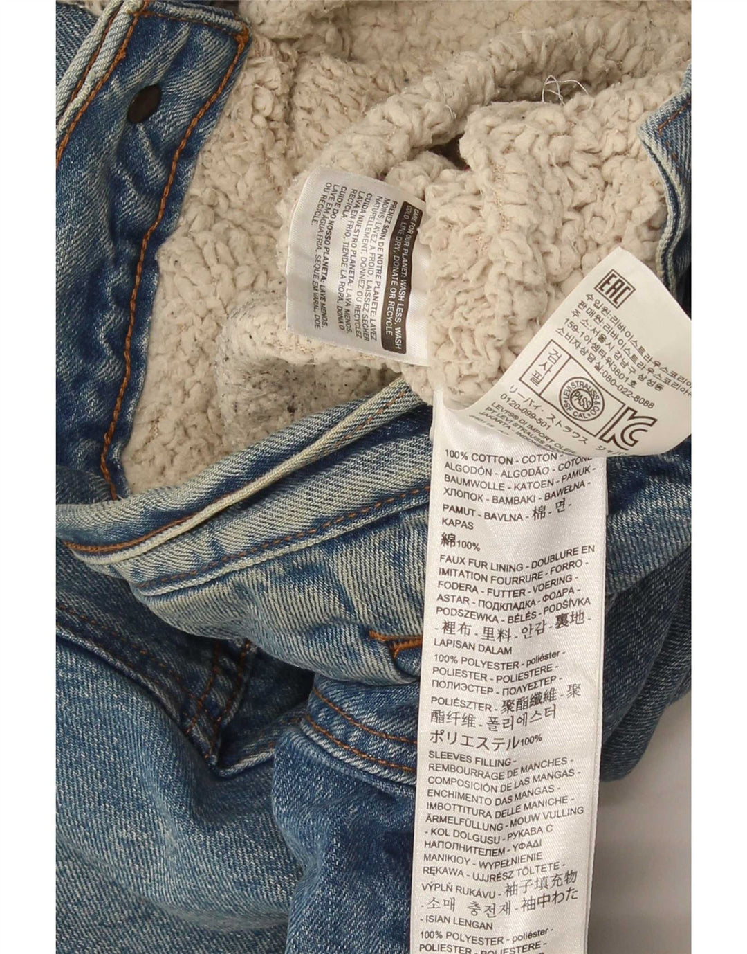 Levi's Herre Sherpa Denimjakke UK 40 Stor Blå Bomuld