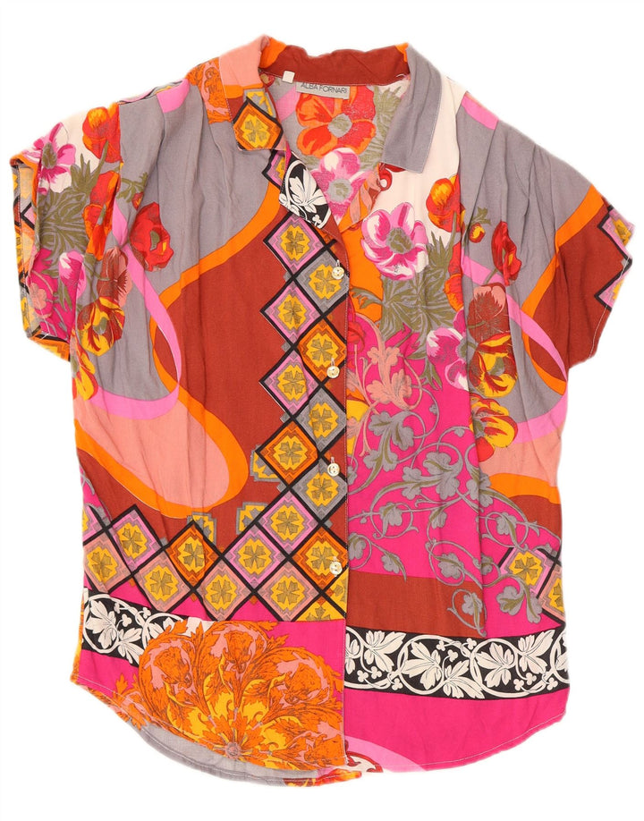ALBA FORNARI Oversized skjorte til kvinder UK 10 Lille flerfarvet patchwork