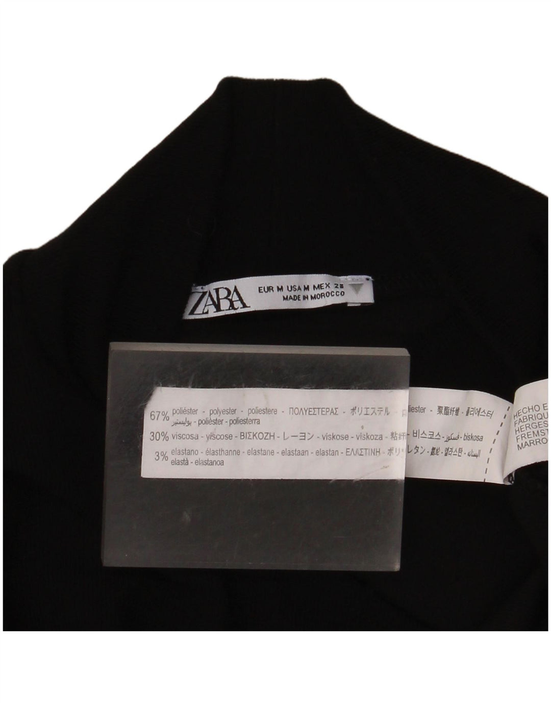 ZARA langærmet bodysuit til kvinder UK 12 Medium Black Polyester