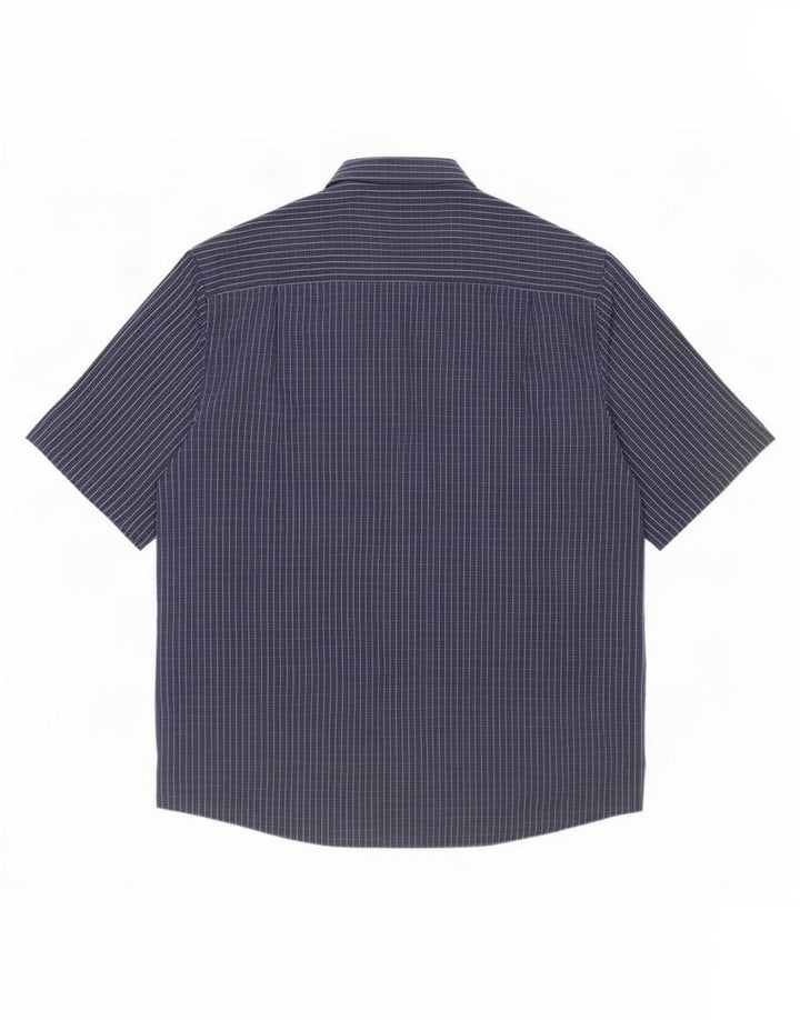 James Pringle kortærmet herreskjorte 2XL marineblå ternet polyester