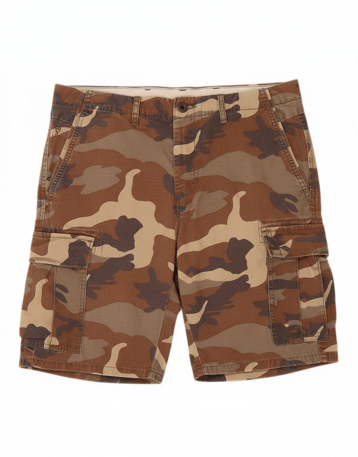 SCOTCH & SODA Mens Cargo Shorts W31 Medium Brown Camouflage Cotton