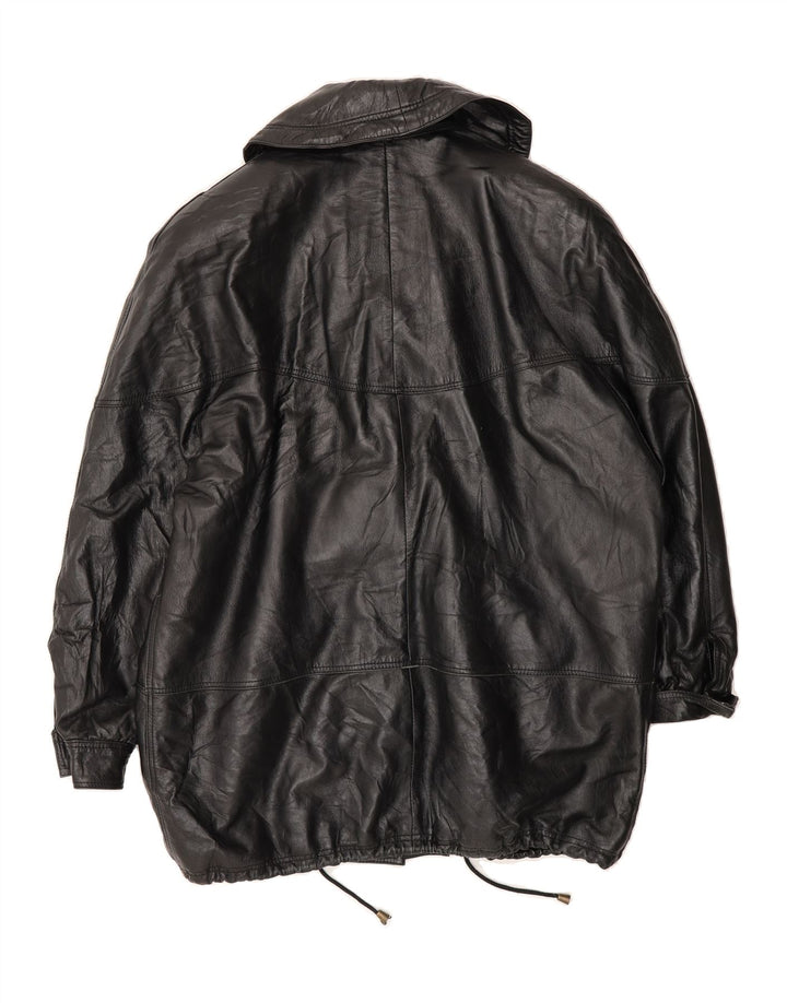 VINTAGE Womens Oversized Leather Coat UK 18 XL Black Leather Vintage Vintage and Second-Hand Vintage from Messina Hembry 