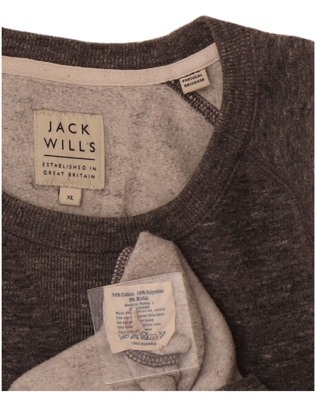 JACK WILLS Herre grafisk rund hals sweater XL Grå Flecked Bomuld