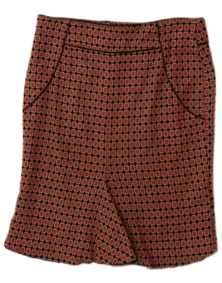 GUESS Womens Trumpet Skirt IT 42 Medium W32  Brown Geometric Virgin Wool