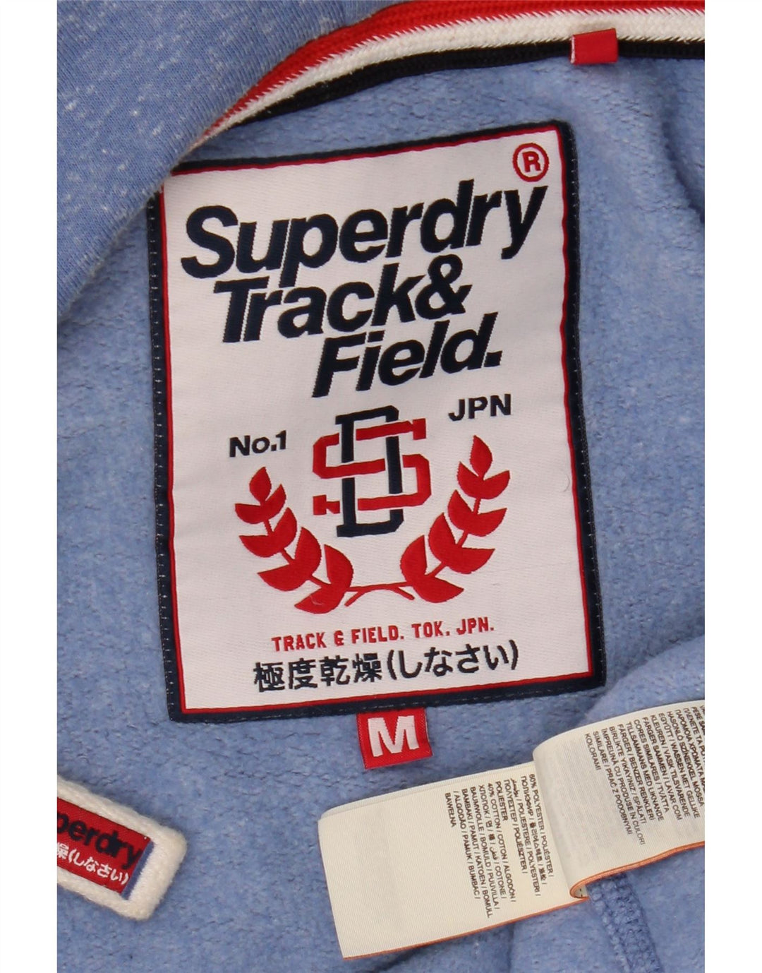 SUPERDRY hættetrøje med lynlås til kvinder til kvinder UK 14 Medium Blue Flecked