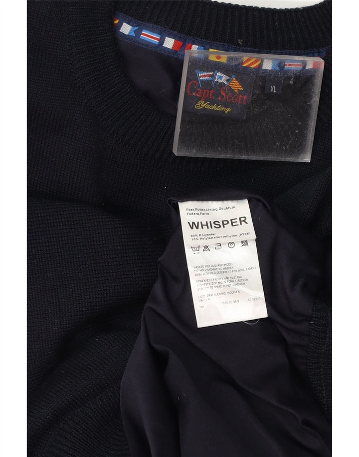 WHISPER Herre Yachting Crew Neck Jumper Sweater XL Navy Blue Polyester