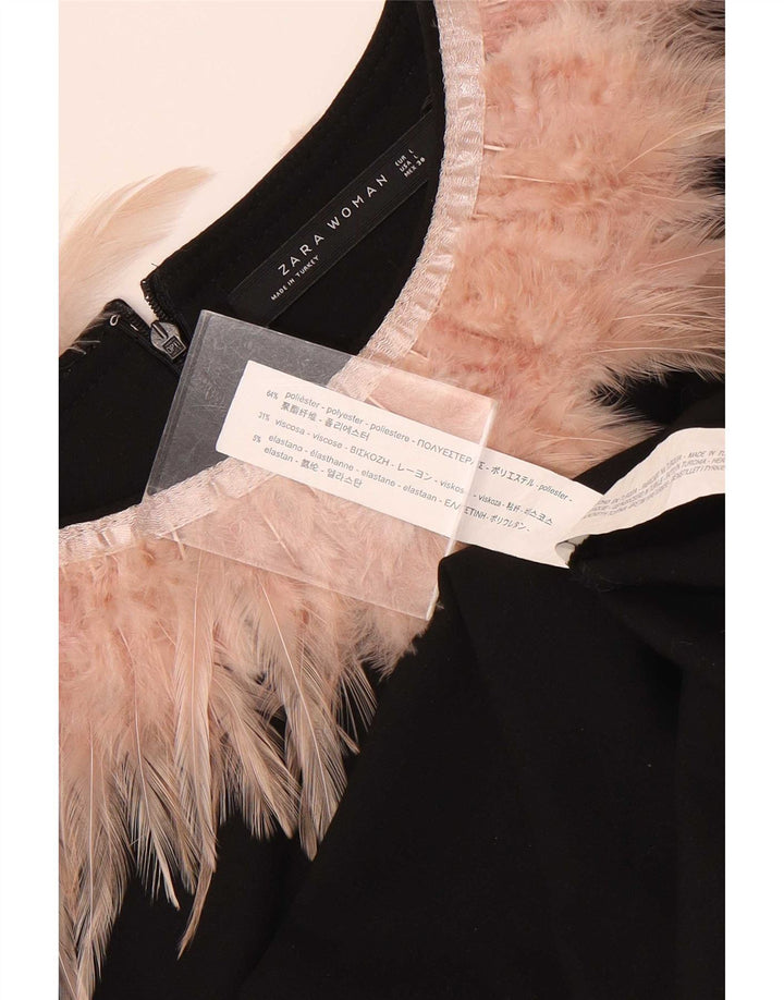 Zara Dame 3/4 ærme Skift Kjole UK 16 Stor Sort Polyester