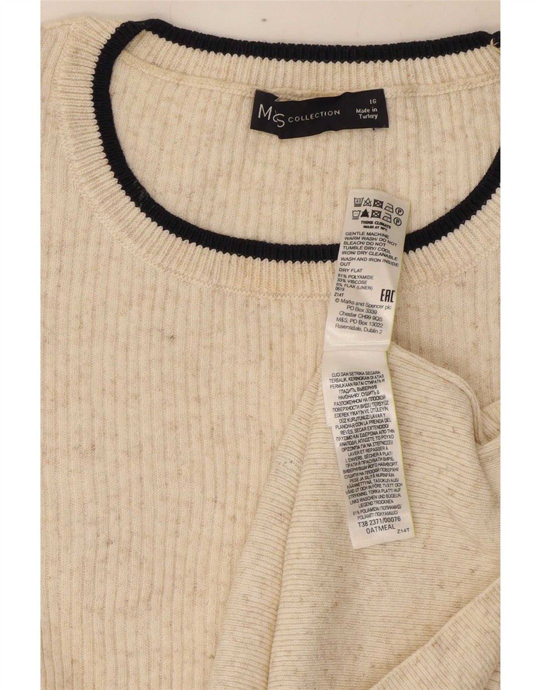 Marks & Spencer Damebluse Top UK 16 Large Off White Polyamid