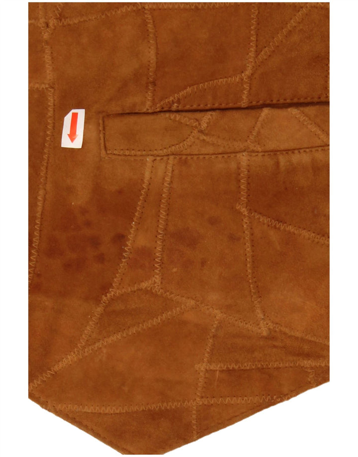 VINTAGE Herre ruskindsvest Stor brun patchwork læder