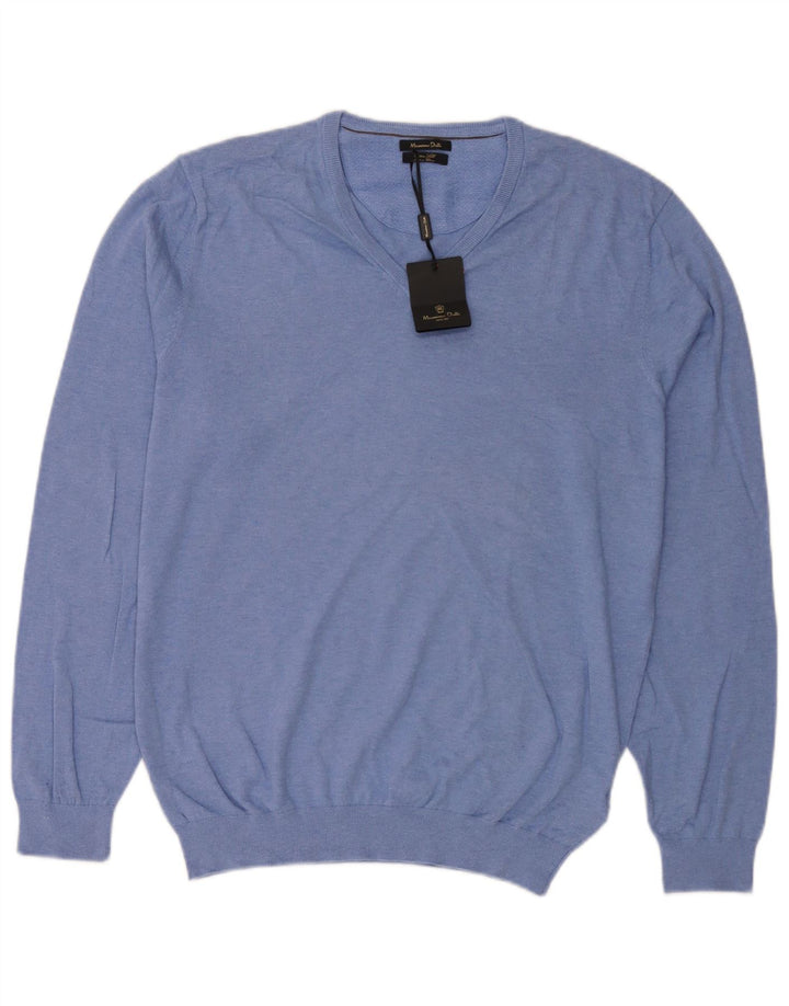 Massimo Dutti Herre V-hals sweater XL Blå Bomuld
