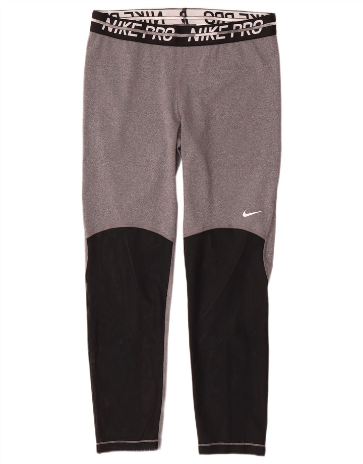 Nike Dame Dri Fit Grafiske Leggings UK 14 Medium Grey Colourblock