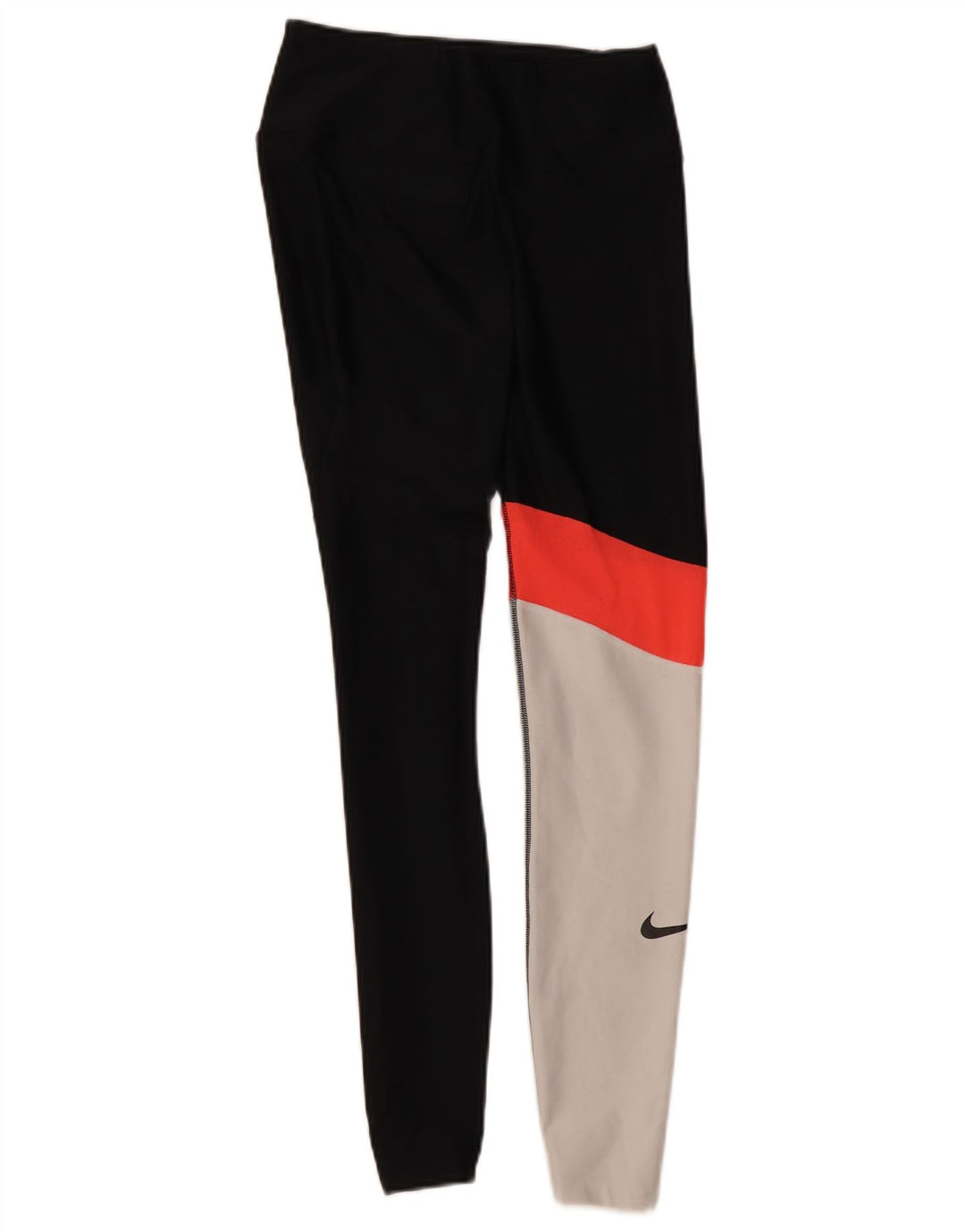 Nike Dame Dri Fit Leggings UK 10 Small Black Colourblock Polyester