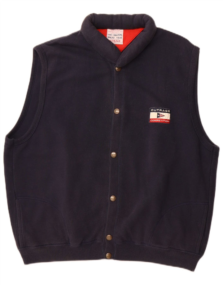 Outrage Herre ærmeløs træningsdragt topjakke 2XL marineblå bomuld