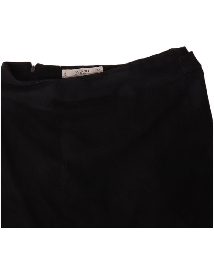 Mango Dame Ruskind Mini Nederdel EU 34 XS W28 Navy Blue Læder
