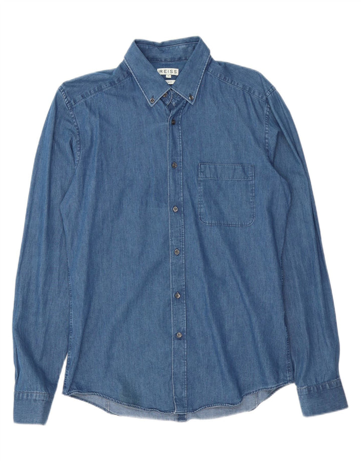 REISS Slim Fit denimskjorte til mænd mellemblå bomuld