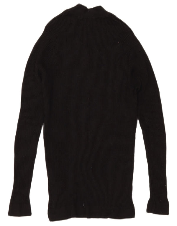 ZARA Dame Turtle Neck Jumper Sweater UK 8 Small Black Viscose