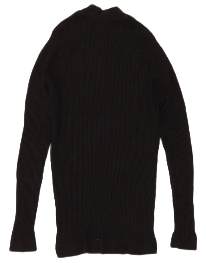 ZARA Dame Turtle Neck Jumper Sweater UK 8 Small Black Viscose