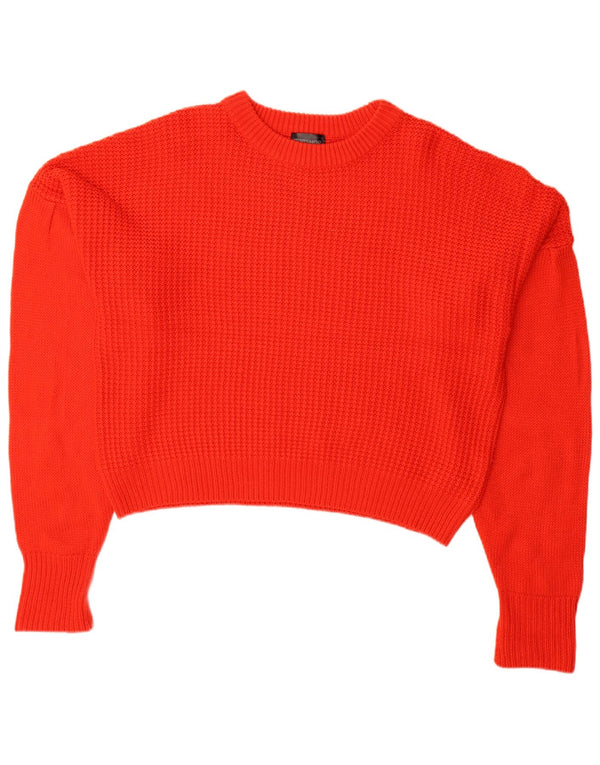 Topshop Dame Oversized Crew Neck Jumper Sweater UK 10 Small Red Acryl