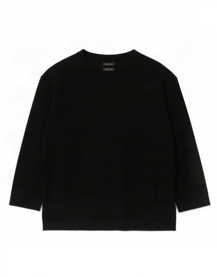 Massimo Dutti Dame V-hals sweater UK 10 Lille sort uld