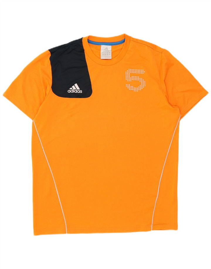 Adidas Herre grafisk T-shirt Top Stor Orange Colourblock Polyester