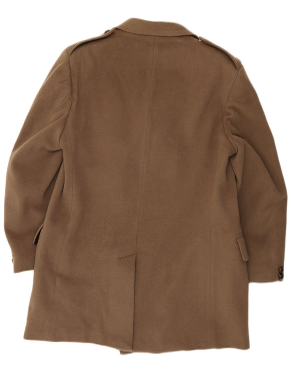 Dacks Herre Militær Dobbeltradet Frakke UK 42 XL Brun Virgin Wool