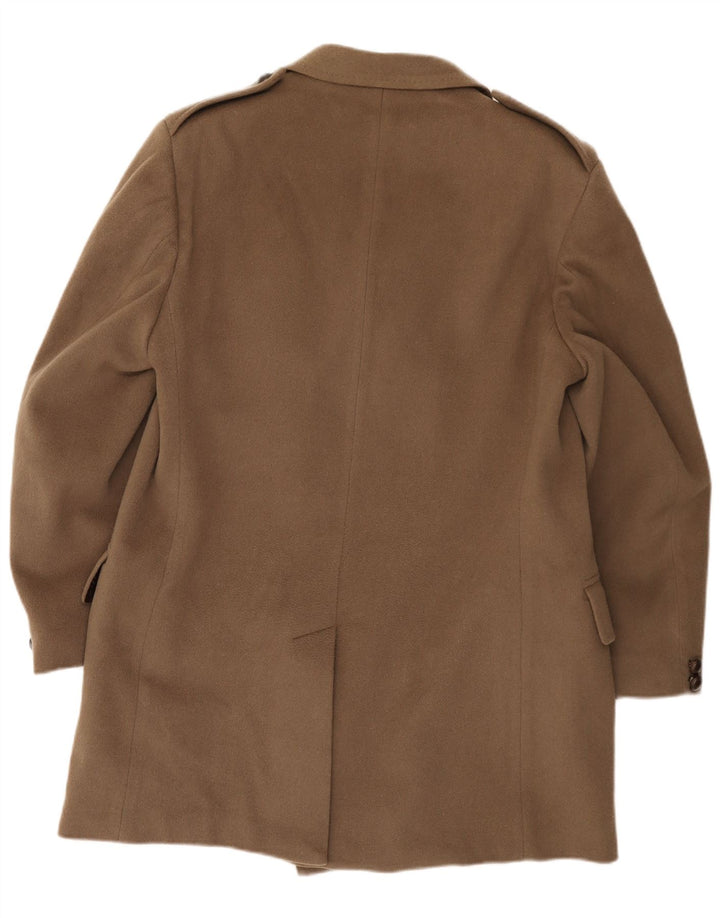 Dacks Herre Militær Dobbeltradet Frakke UK 42 XL Brun Virgin Wool