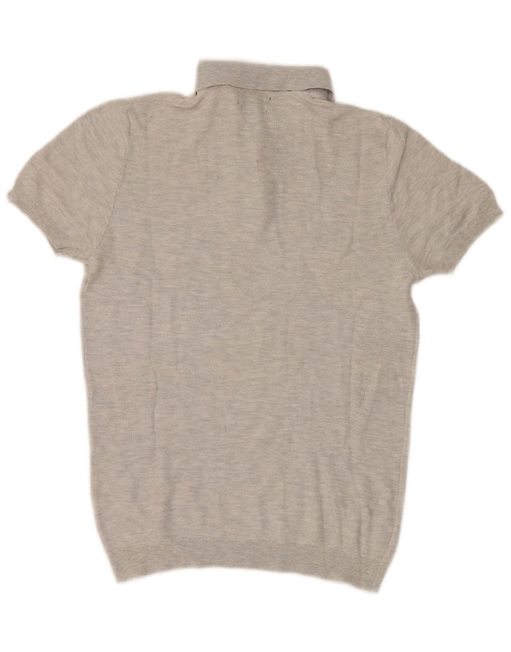 Zara Herre Kortærmet Polo Neck Jumper Sweater Medium Grey Flecked